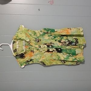 Cato Green Floral Sleeveless Blouse